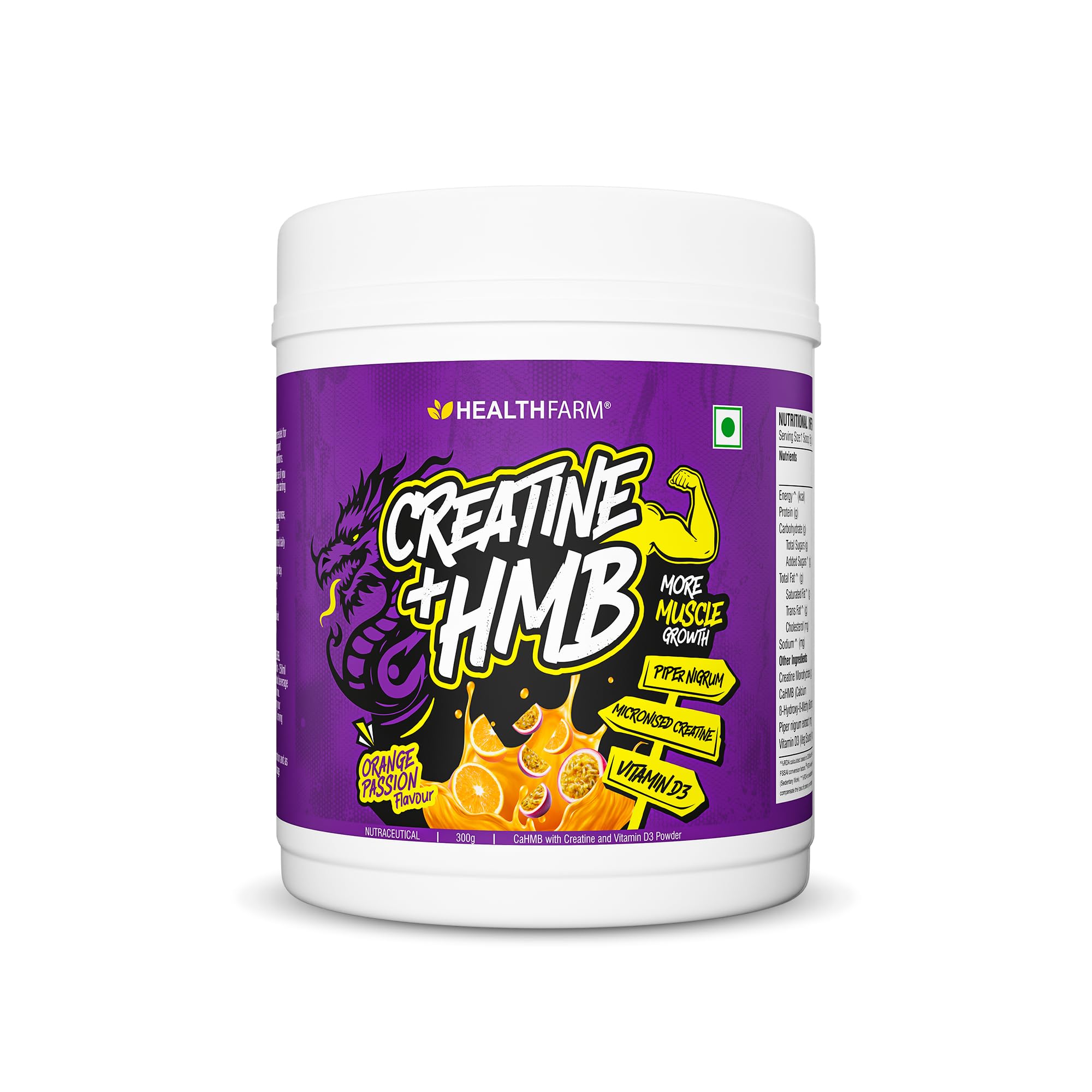 Healthfarm Creatine + HMB Supplement - 3g Micronised Creatine with